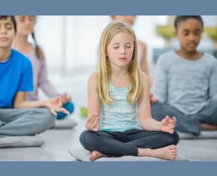 Image of children doing Mindfulness meditation.