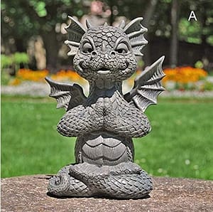 Garden Gardening Interesting Decorations Meditation Dragon Meditation Dinosaur Holding Lamp Dinosaur Resin Crafts