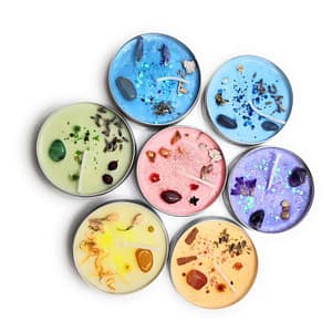 Cross-border Explosions Color Candle Dried Flower Stone Yoga Meditation Arrangement Soybean Wax Aromatherapy Cotton Core 7 Color Vein