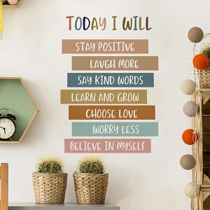 Positive Affirmations Wall Stickers for Children Kids Room Decor Today I Will Learn And Grow Bedroom Living Room Wall Decals