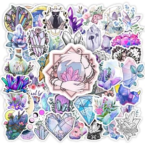 Watercolor Crystal Stickers Amethyst BOHO Mystery Psychic Decorative DIY Gift Decal for Phone Laptop Bottle Scrapbook Waterproof