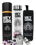 Image of Hey girl water bottle and packaging.