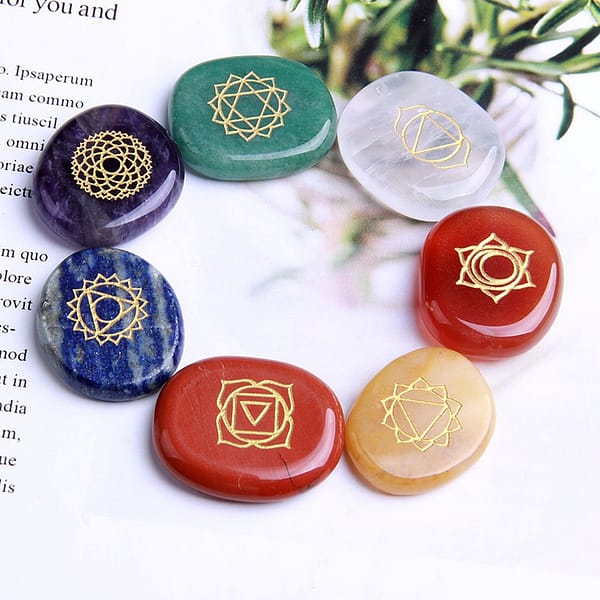 7 Chakras Natural Pocket Palm Stones