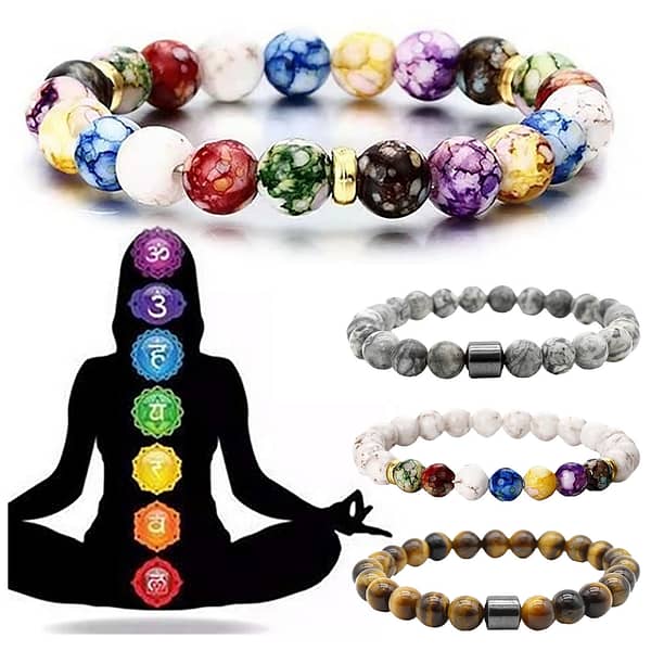 Natural Volcanic Stone Colorful Seven Chakra Energy Bracelet Spiritual Healing Bracelet