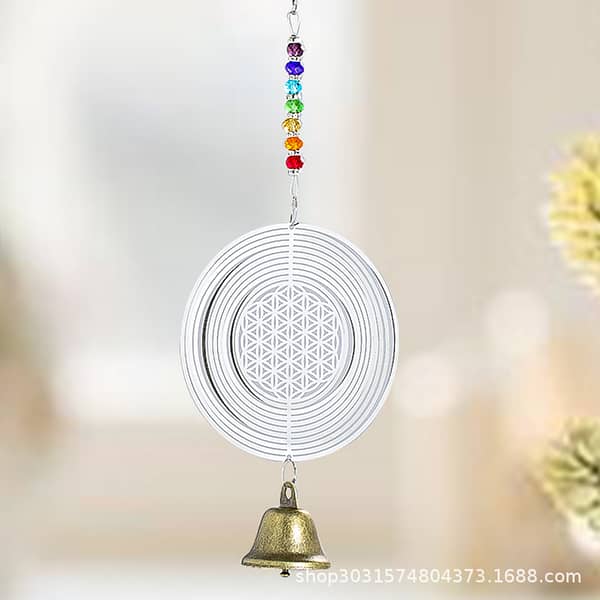 3D Rotating Wind Chime Chime Sun Catcher Feng Shui Chakras Flower Of Life Mandala Garden Yard Hanging Decoration