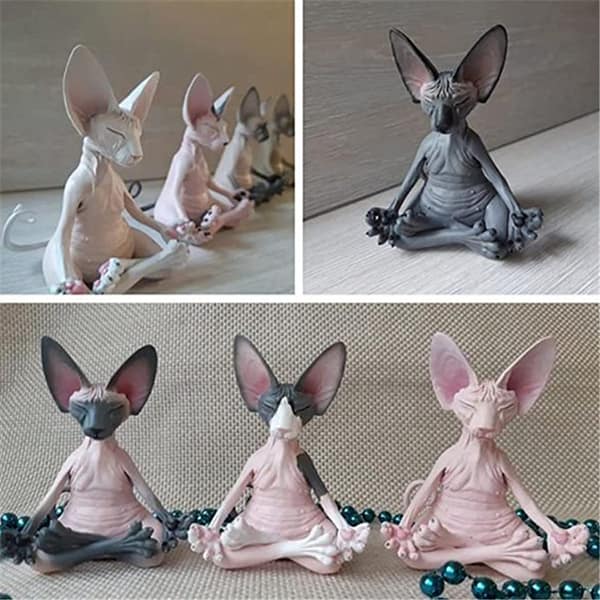 New Thinking Meditation Animal Meditation Cat Ornaments Meditation Cat Creative Home Garden Decorations Resin Crafts