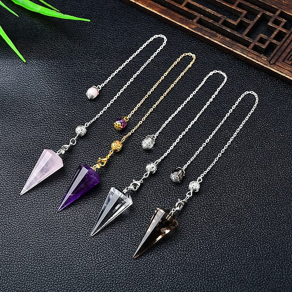 Natural Purple White Crystal Pendulum