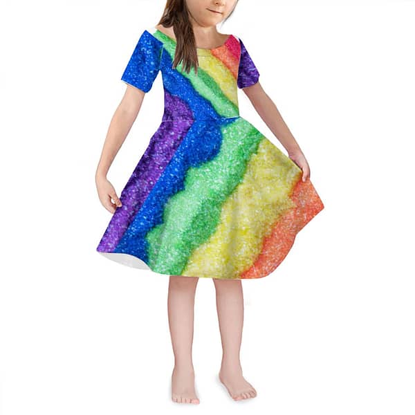 Rainbow Brite Girls Short-Sleeved Long Dress