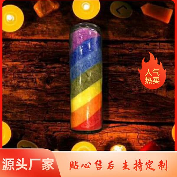 Colorful Candle Glass Pillar Wax Rainbow Aromatherapy Chakra Candle High Candle Ruler Soybean Wax Fragrance Candle