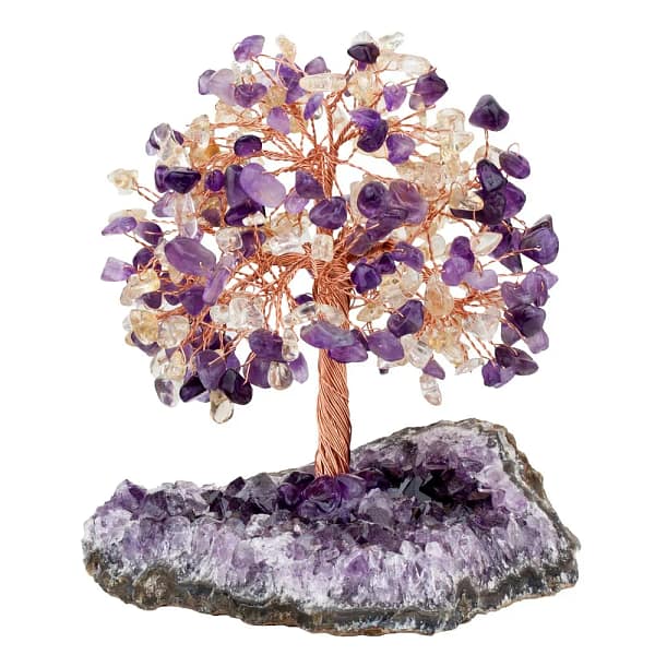 Amethyst Money Tree Reiki Chakra Fengshui Trees Home Decoration Crystal Gravel Tree With LED Base Gift Ornament