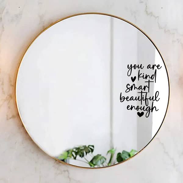 Affirmation Cards ”You Are Kind Smart Beautiful Enough“Art Wall Stickers for Bedroom Cloakroom Mirror Decoration Wall Decals