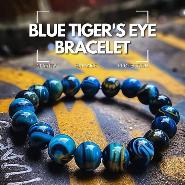 Natural Blue Tiger's Eye Bracelet-Healing Balancing Calm Bracelet-Spiritual Protection Meditation Anxiety Stress Relief Bracelet