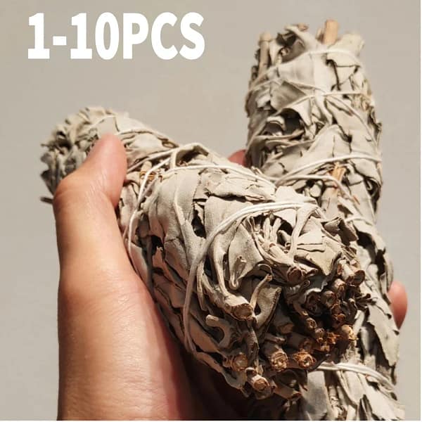 1-10PCS Natural White Sage Bundle Smudge Sticks California Pure Leaf for Spiritual Home Cleaning Sage Incense Aromatherapy