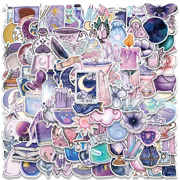 10/30/50/100pcs Cartoon Art Magic Witch Moon Crystal Cute Stickers Aesthetic Decals Laptop Scrapbook Phone Graffiti Sticker Toy