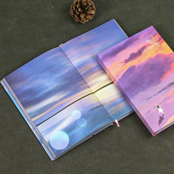 Full Color Page Notebook Beautiful Cute Diary 112 Sheets Student Hardcover Notepad