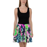 Neon Alchemy Skater Dress | Black & Graffiti Print Statement Dress