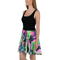 Neon Alchemy Skater Dress | Black & Graffiti Print Statement Dress - Image 3