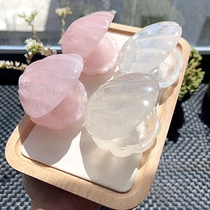 Natural White Crystal Rose Quartz Shell Rough Polished Crystal Shell Shape Cute Can Hold 2- 3cm Crystal Balls