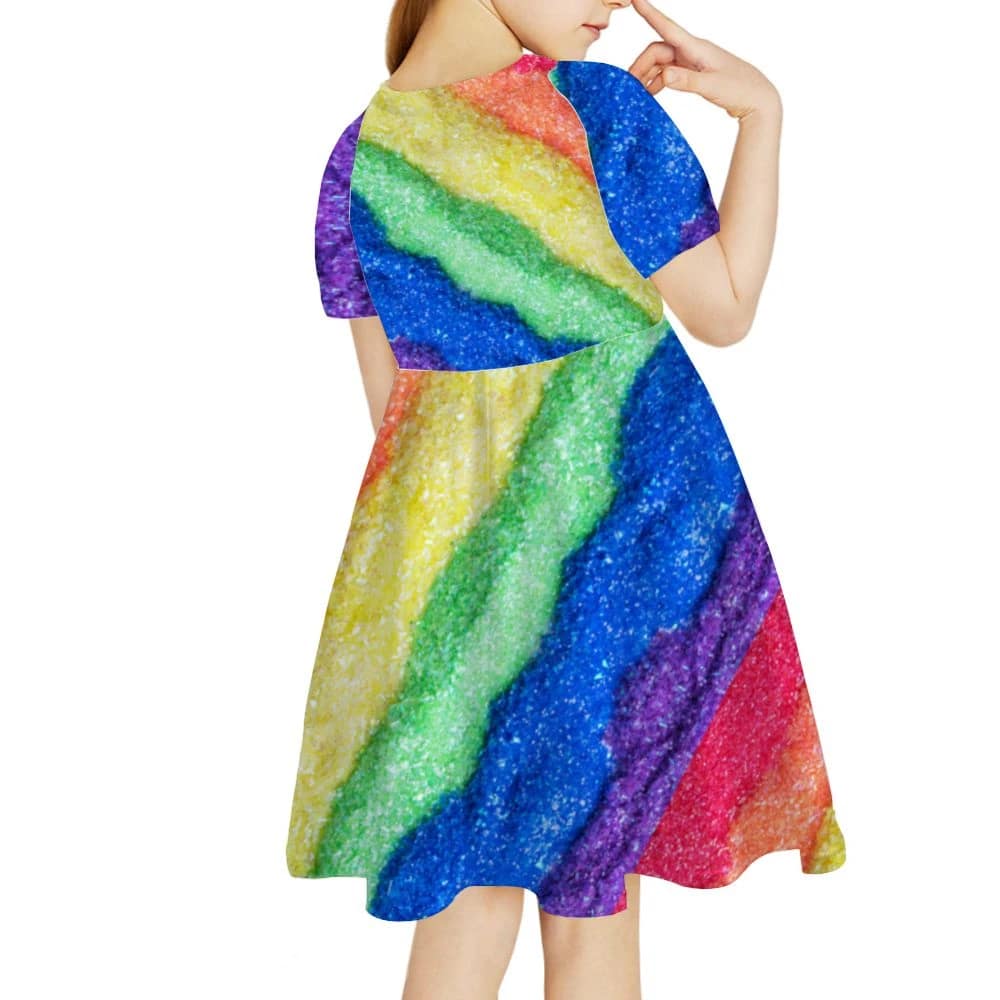 Rainbow Brite Girls Short-Sleeved Long Dress 2 Rainbow Brite Girls Short-Sleeved Long Dress - Image 2