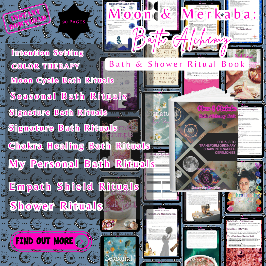 Moon & Merkaba: Bath Alchemy Book for Sacred Bath and Shower Rituals 4 Moon & Merkav-ba Mockup