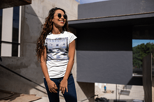 urban-mockup-of-a-smiling-girl-with-long-curly-hair-wearing-a-tshirt-24657liyi Sodalite Serenity T SHirt