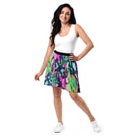 Neon Alchemy Skater Skirt | Graffiti Print Statement Skirt