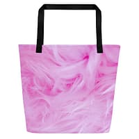 Pretty in Pink Faux Fur Beach Bag | 3D Effect All-Over Print Tote - Image 2
