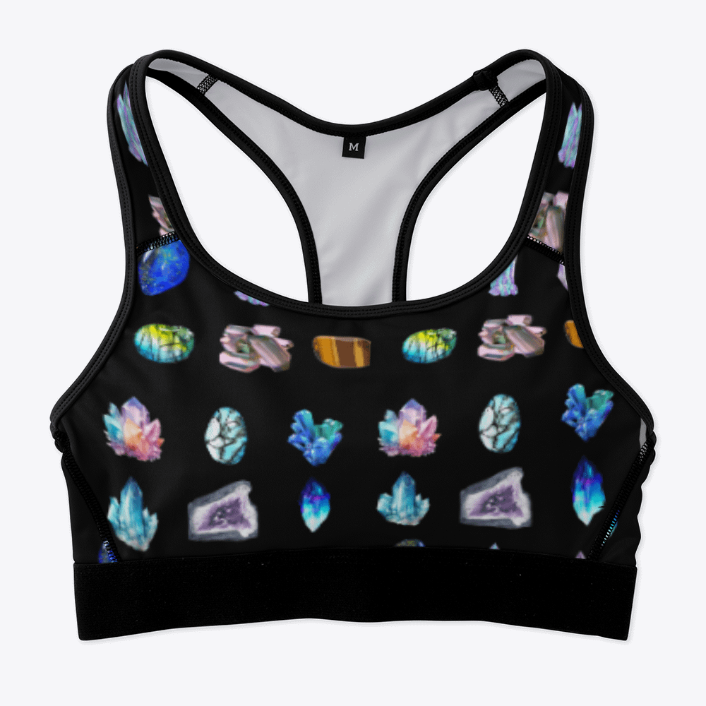 Crystal Craze All Over Crystal Print Sports Bra 1 Crystal Craze All Over Crystal Print Sports Bra