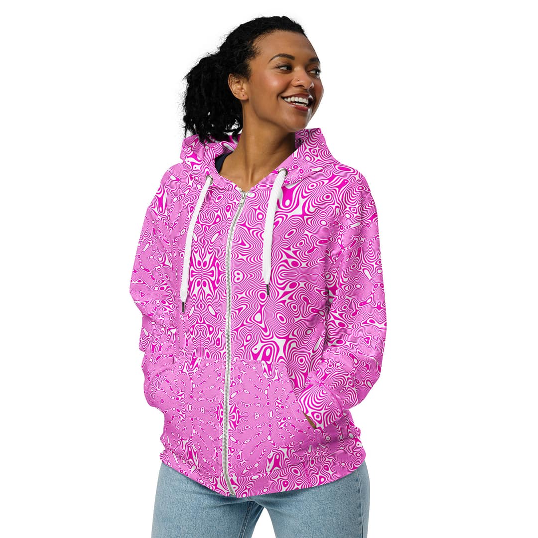High Vibe Rebel All-Over Print Zip Hoodie | Pink Spiritual Streetwear 1 High Vibe Rebel All-Over Print Zip Hoodie | Pink Spiritual Streetwear