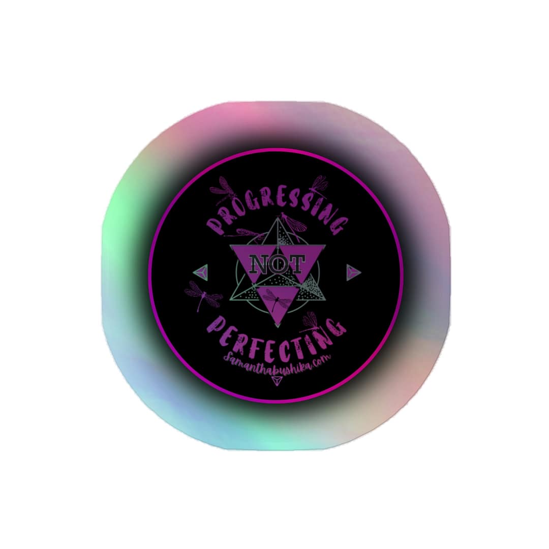 Progressing Not Perfecting Holographic Logo Sticker | 3D Vinyl Decal 2 Progressing Not Perfecting Holographic Logo Sticker | 3D Vinyl Decal - Image 2