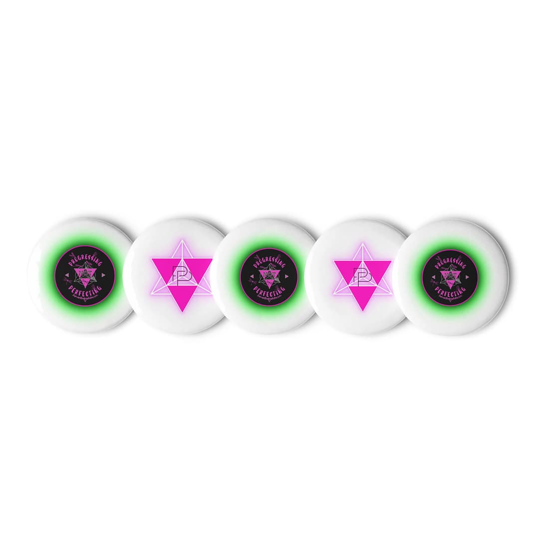 Progressing Not Perfecting Logo Pin Set | 5-Piece Spiritual Button Collection. 3 Progressing Not Perfecting Logo Pin Set | 5-Piece Spiritual Button Collection. - Image 3