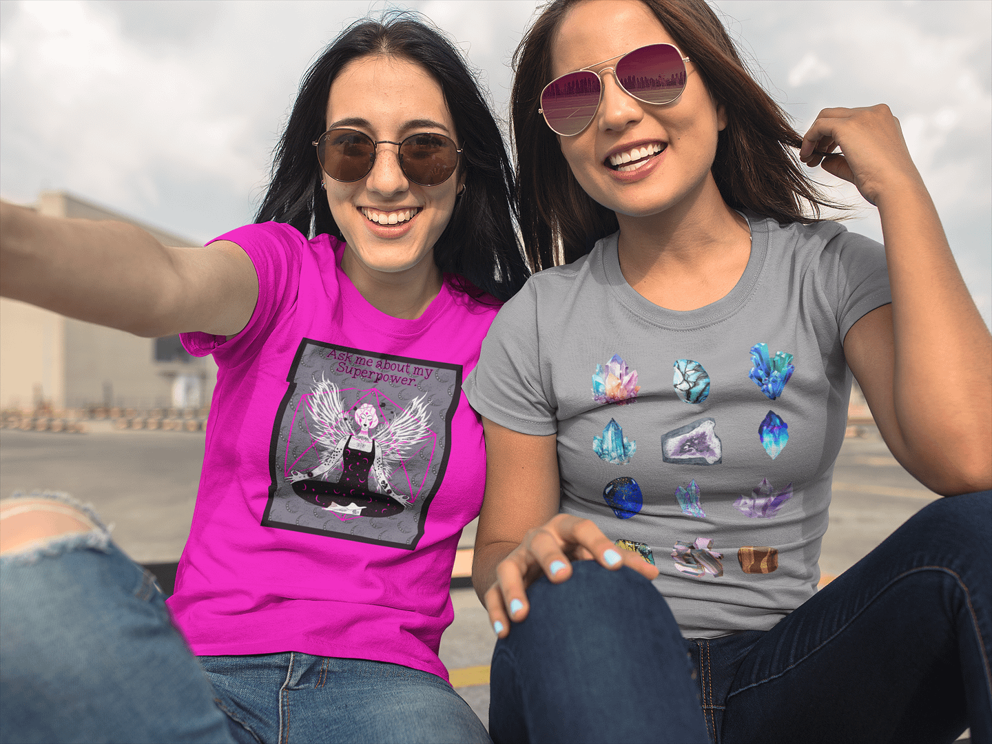 Two-Beautiful-Girls-Wearing-Round-Neck-Tees-Mockup-While-Outdoors-A16907Kuv Superpower &Amp; Crystal Merch