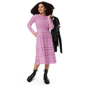 Bubblegum Brick Midi Dress | Streetwear-Inspired Pocket Dress