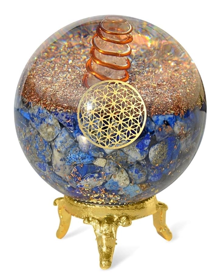 Chakras And Addiction Recovery: A Whimsical Journey To Inner Healing 46 Orgonite Crystal Lapis Lazuli Ball With Holder – Third Eye Chakra Crystal With Flower Of Life Enhances Decision Making And Promotes Friendship, Honesty, Compassion And Integrity