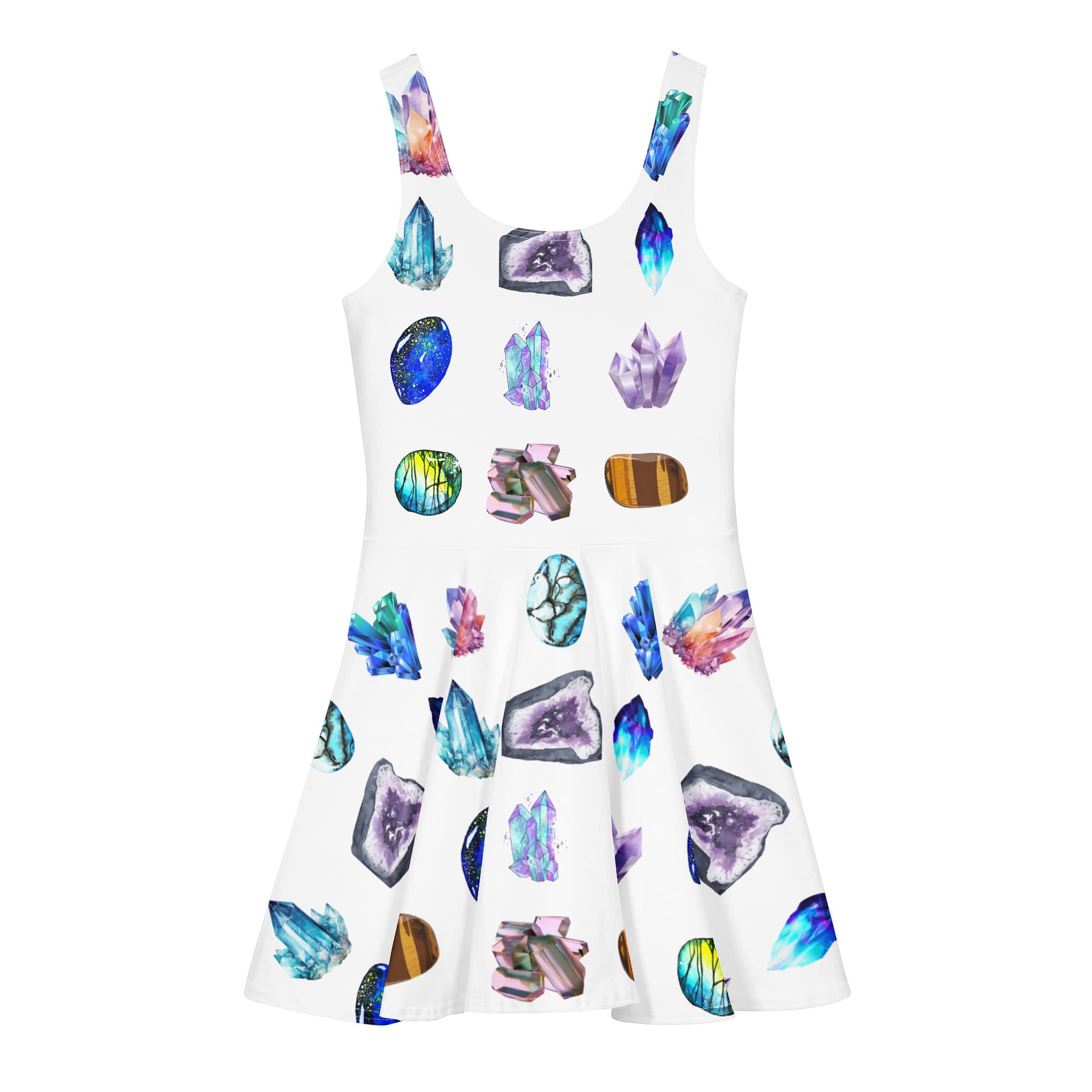 Crystal Craze Cotton Skater Dress | All-Over Print Crystal Dress