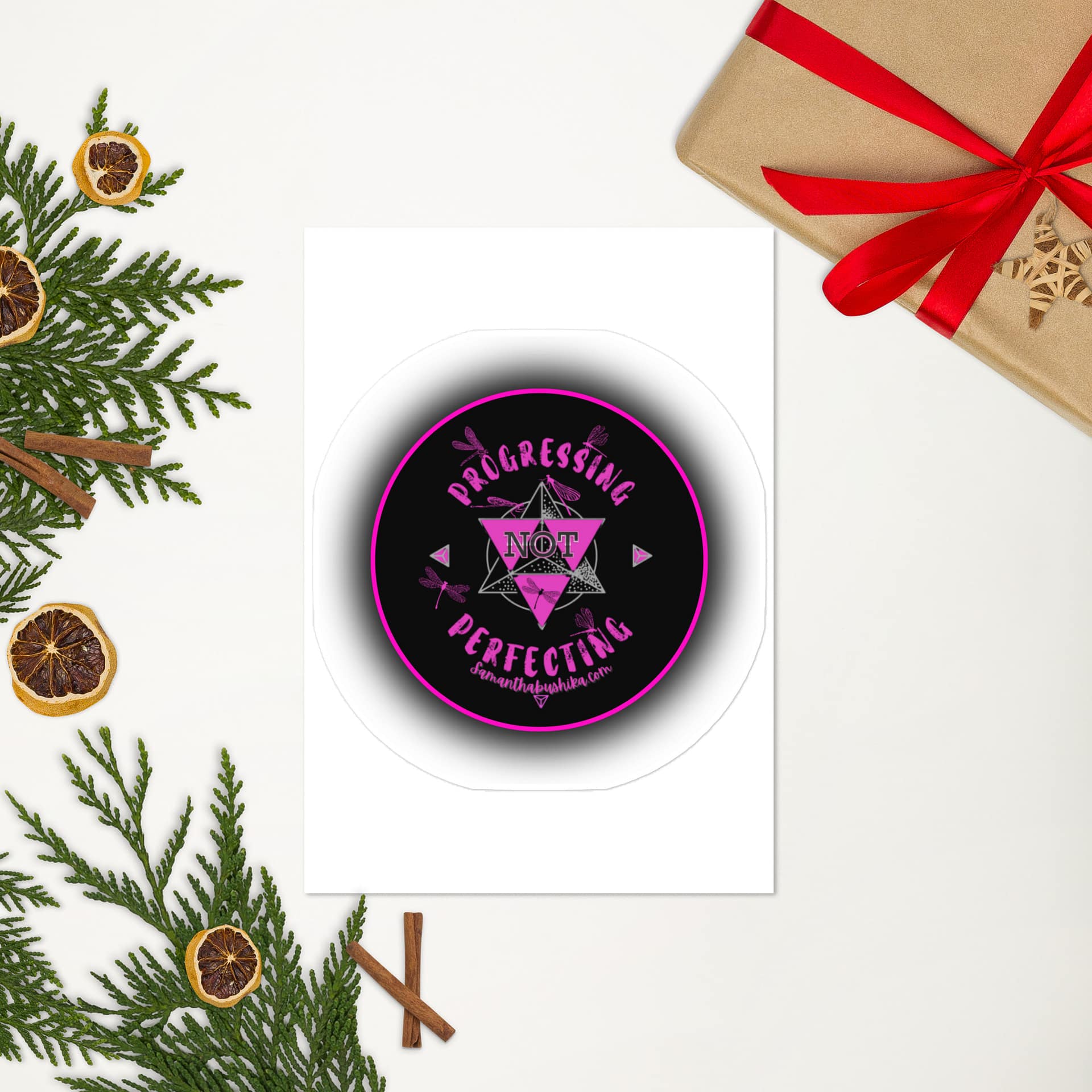 Progressing Not Perfecting Glossy Logo Sticker | Vinyl Laptop & Journal Decal