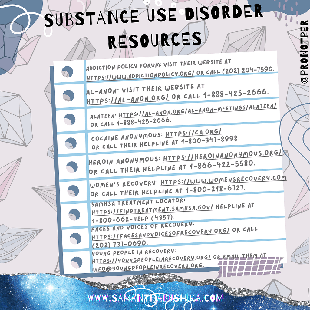 List of substance use disorder resources