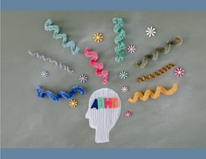 Image with lines flying out if a papershaped head representing the ADHD Mind