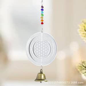 3D Rotating Wind Chime Chime Sun Catcher Feng Shui Chakras Flower Of Life Mandala Garden Yard Hanging Decoration