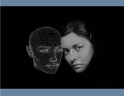 Image of a womans face wih a sectioned face before her represents Feeling separate with addiction and anxiety.