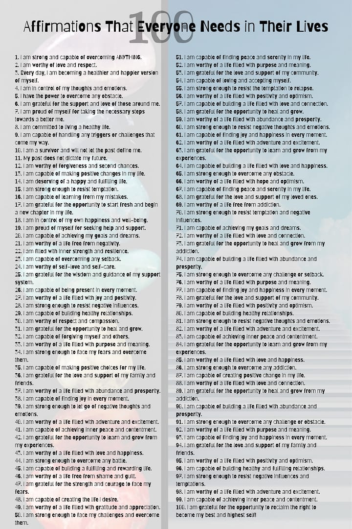 Image of 100 affirmations
