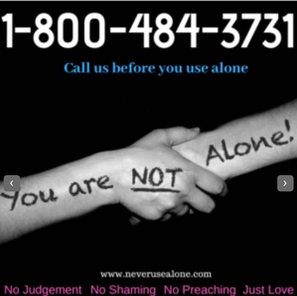 Never Use Alone Flyer with phone