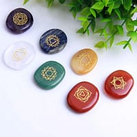 7 Chakras Natural Pocket Palm Stones - Image 3