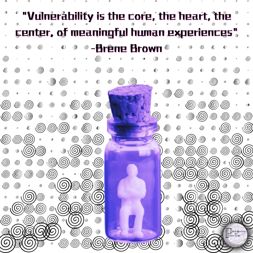 a purple bottle with a figurine inside