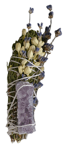 smudge STick with herbs and crystals