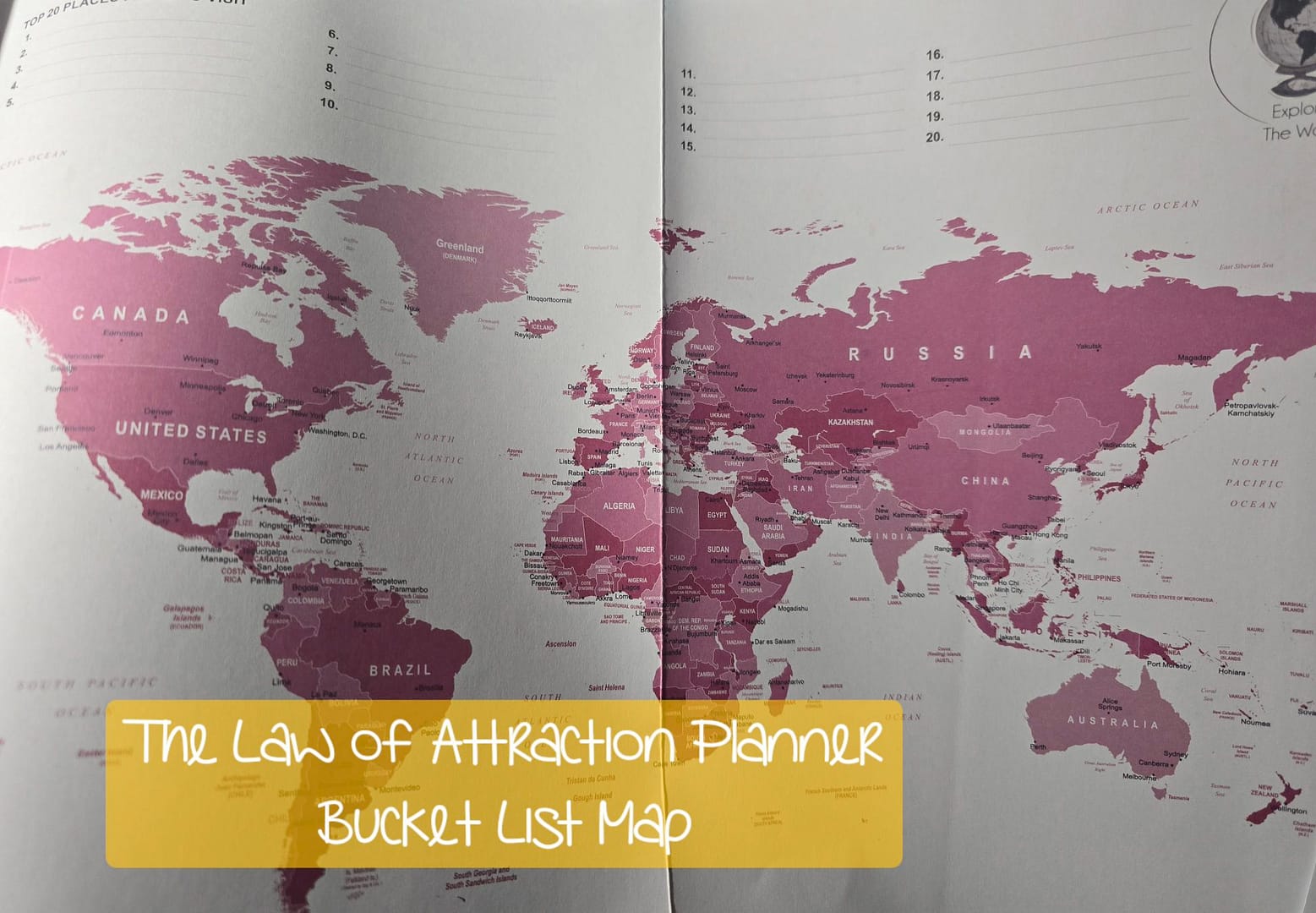 My Law of Attraction Planner Bucket List Map Page