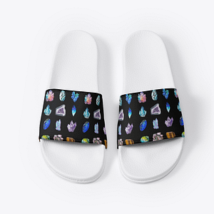 All Over Crystal Print Slides Long Slides Sandles