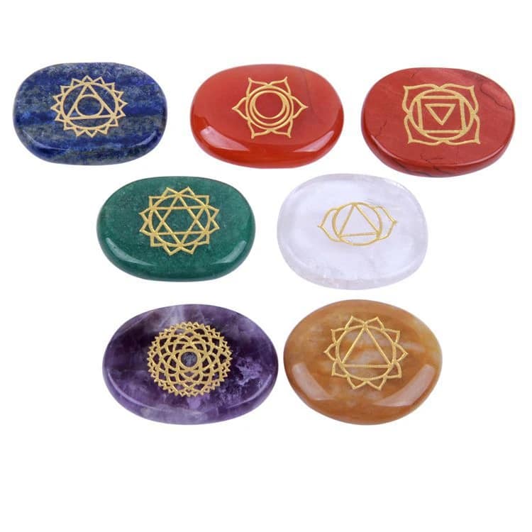 7 Chakras Natural Pocket Palm Stones 2 7 Chakras Natural Pocket Palm Stones - Image 2