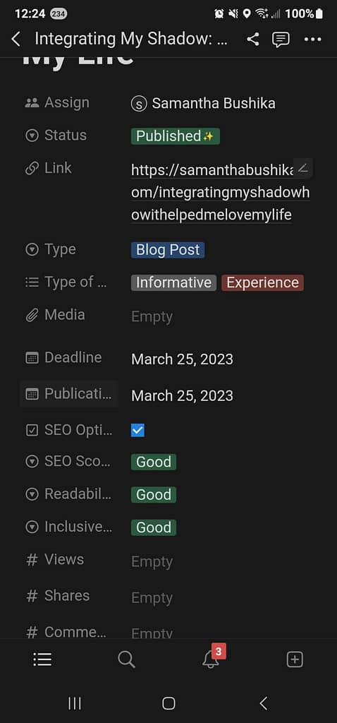 image of screen shots of authors Notion account