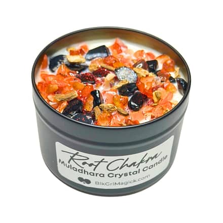 BlkGrlMagick Handcrafted Root Chakra Crystal Candle
